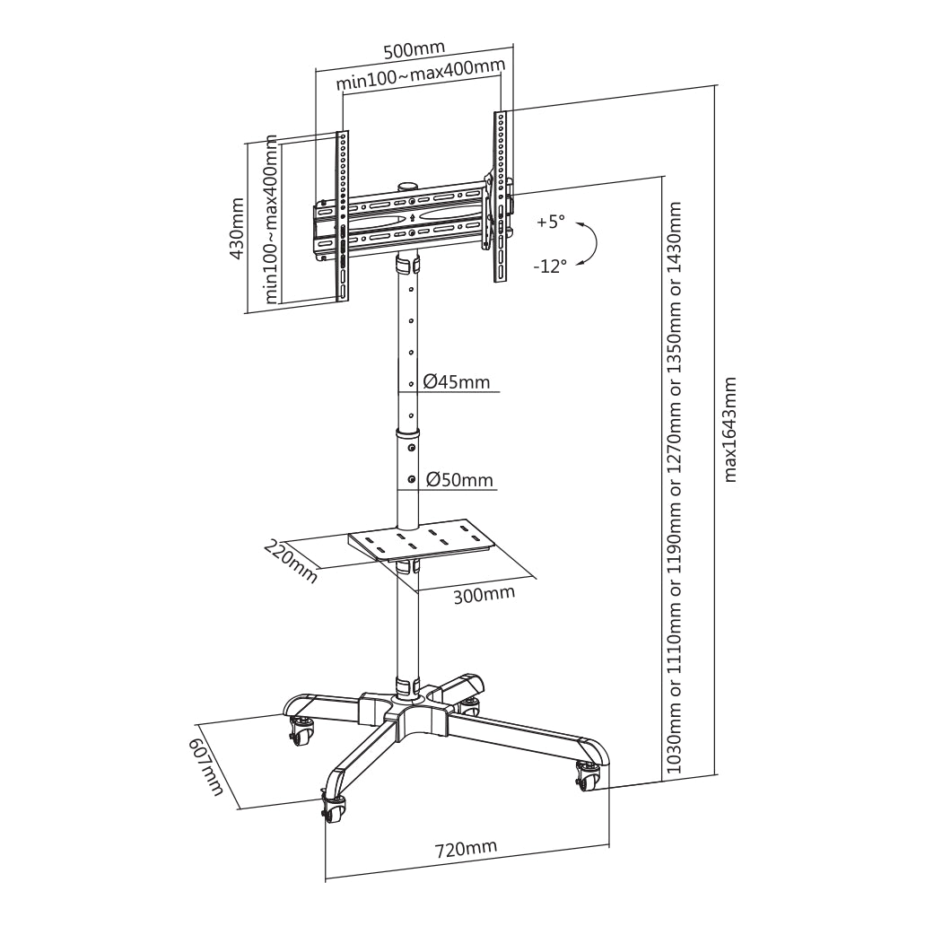 Mobile floor mount for TVs Sbox FS-224-2 (32-55 inches)