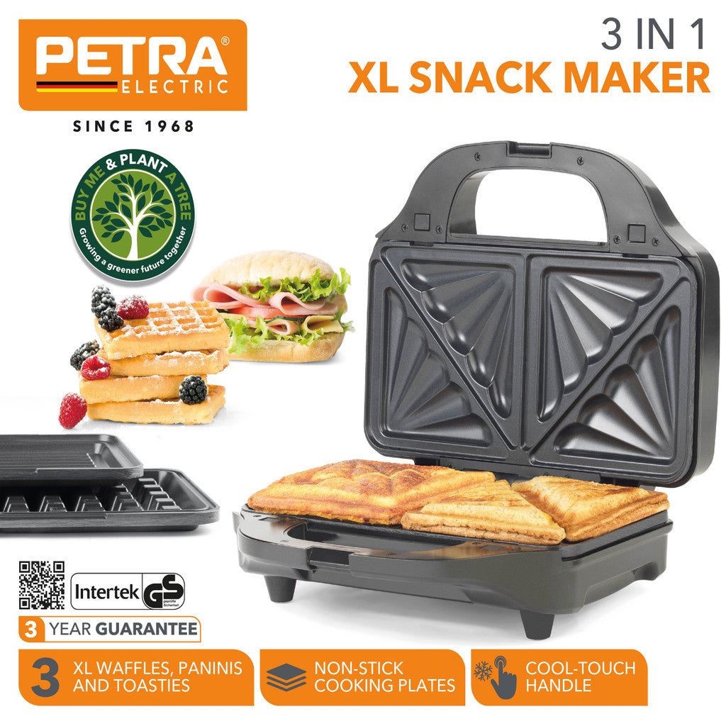 3-in-1 Appetizer Grill with XL Plates and Automatic Temperature Control - Petra PT2143TVDEEU7