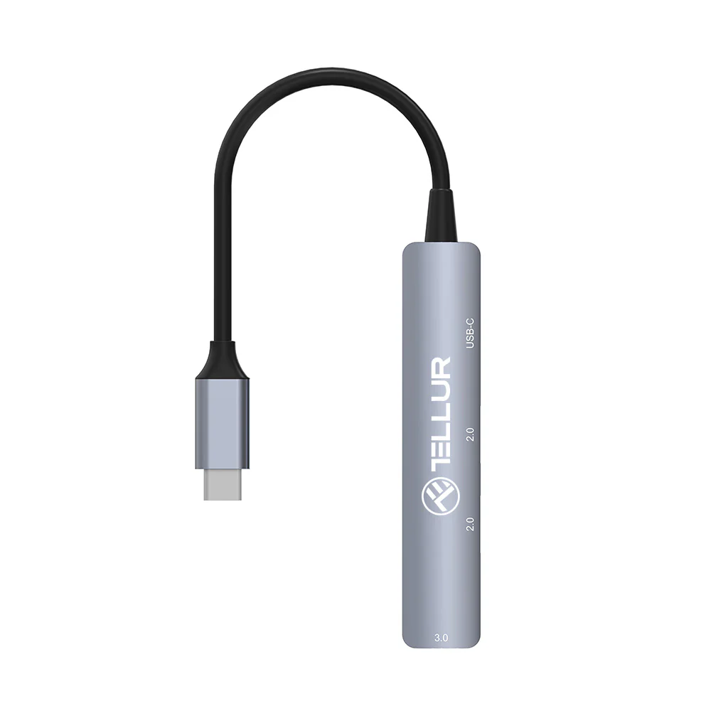 USB-C 4in1 hub aluminum, gray - Tellur