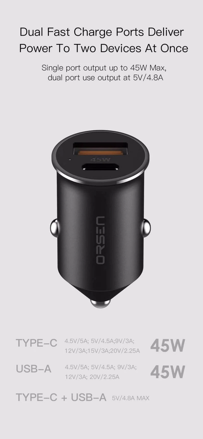 Orsen C8 45W Mini Car Charger black