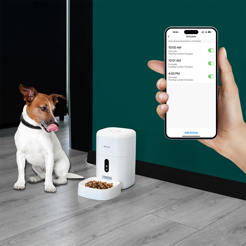 Smart pet feeder with UltraHD camera, Tellur 4L white