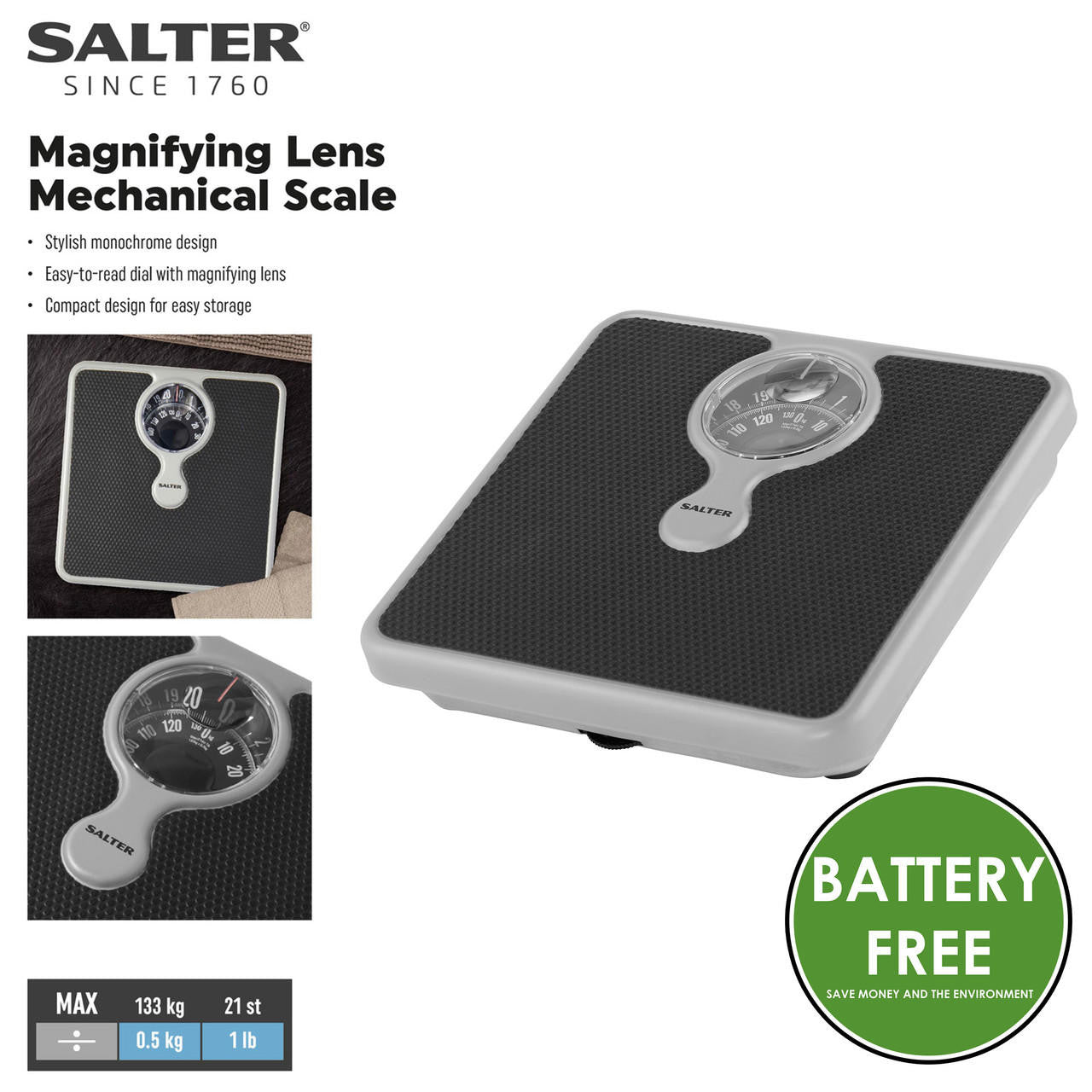 Salter 484 SBFEU16 Magnifying Lens Bathroom Scale