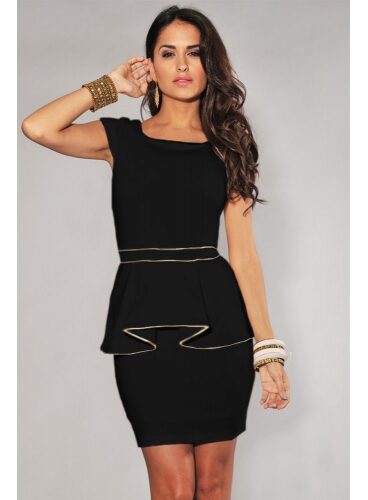 Mini dress with short sleeves and golden trim - "Lingerie-Lin"