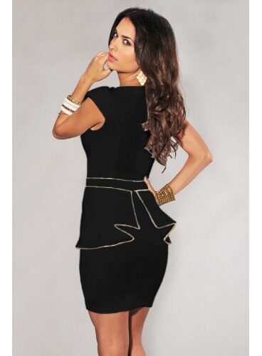 Mini dress with short sleeves and golden trim - "Lingerie-Lin"