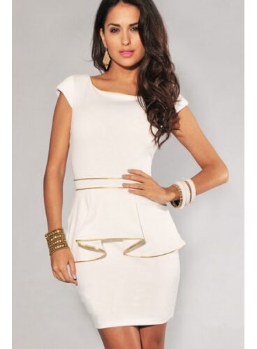 Mini dress with short sleeves and golden trim - "Lingerie-Lin"