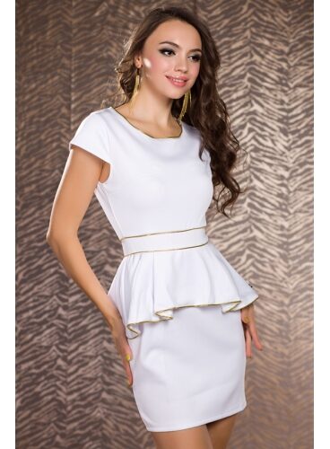 Mini dress with short sleeves and golden trim - "Lingerie-Lin"