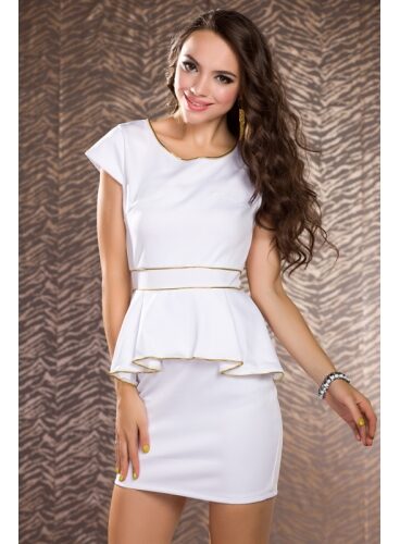 Mini dress with short sleeves and golden trim - "Lingerie-Lin"