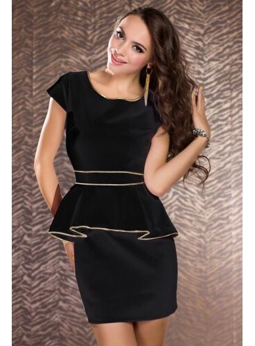 Mini dress with short sleeves and golden trim - "Lingerie-Lin"