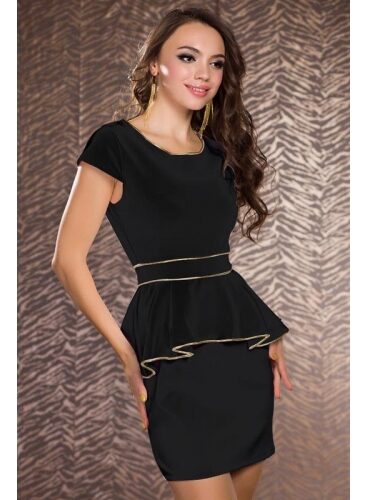 Mini dress with short sleeves and golden trim - "Lingerie-Lin"