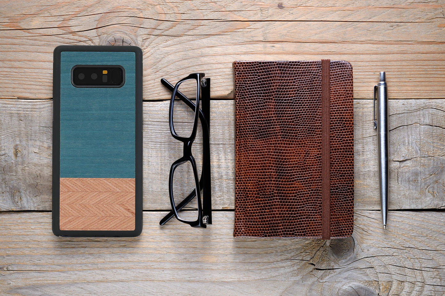 Smartphone cover made of wood and polycarbonate for Samsung Galaxy Note 8