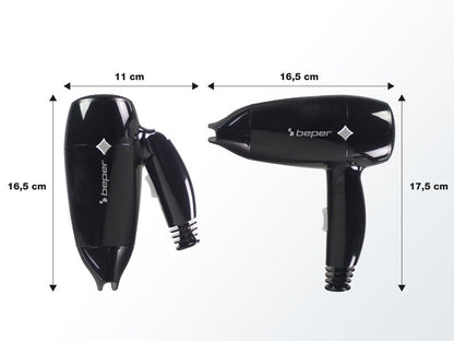 Compact travel hair dryer with folding handle Beper P301ASC100