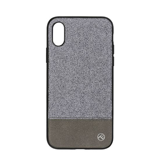 Synthetic Leather Cover with Sparkles for iPhone X/XS - Tellur Silver