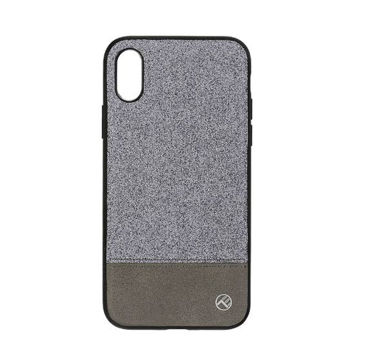 Sintētiskās Ādas Vāciņš ar Dzirkstēm iPhone X/XS - Tellur Silver