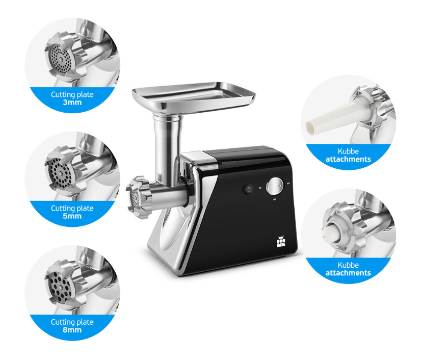 Meat Grinder Mold FMG-1863, 1800W, 3 Stainless Steel Cutting Plates, Reverse Function, Sausage Funnel