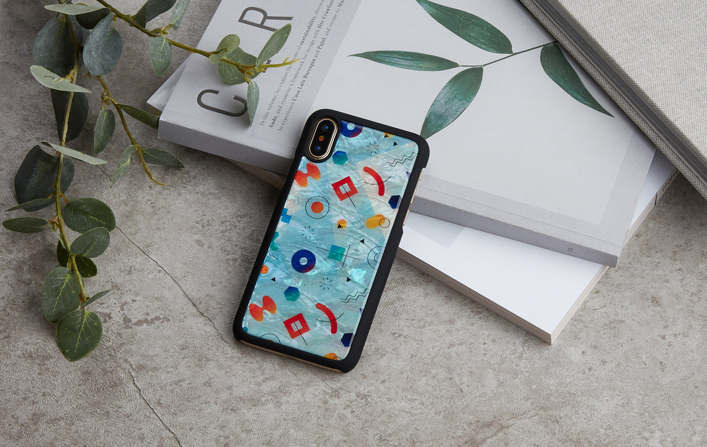 Smartphone case iPhone XS/S, black mother of pearl, iKins