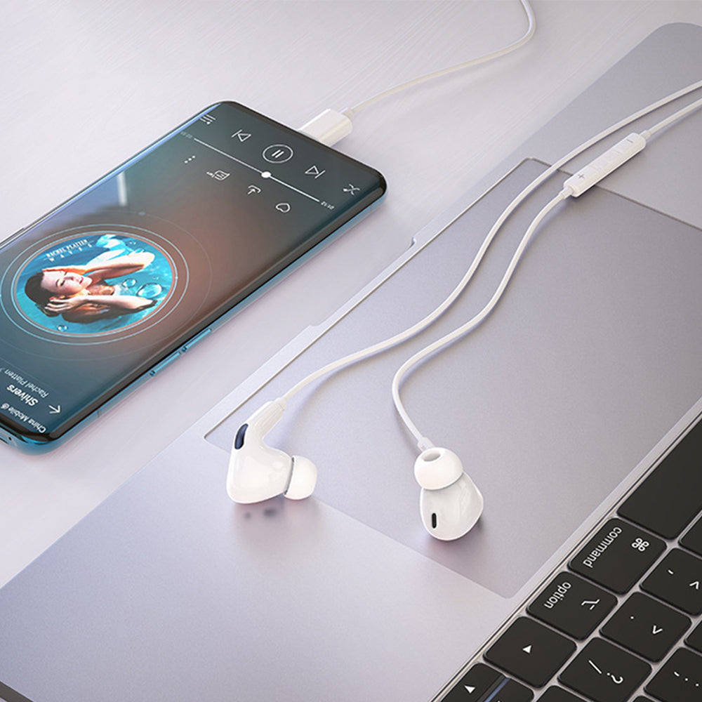 In-ear Type-C headphones with ergonomic design - Tellur Attune, white