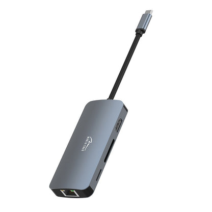 USB-C HUB ar 8 pieslēgvietām, Media-Tech MT5044, alumīnija korpuss, HDMI 4K