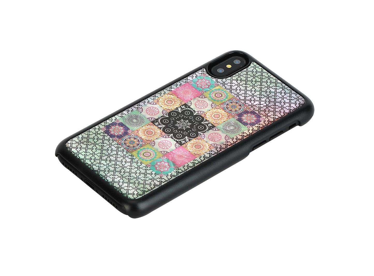 Smartphone case with mother-of-pearl flowers for iPhone XS/S iKins black