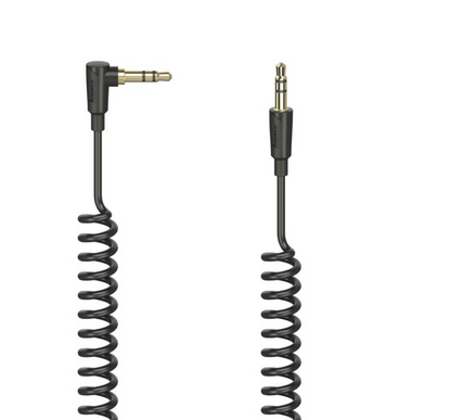 Hama 00205114 Flexi-Slim Spiral Cable, 3.5mm 90 Jack Plug - Plug Stereo 1.5m