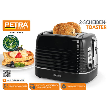 Toaster 2 šķēles Petra Oscuro PT5573BLKVDE