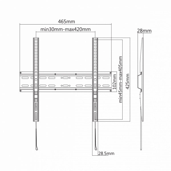 Fixed TV mount 32-55", black, Sbox PLB-2544F