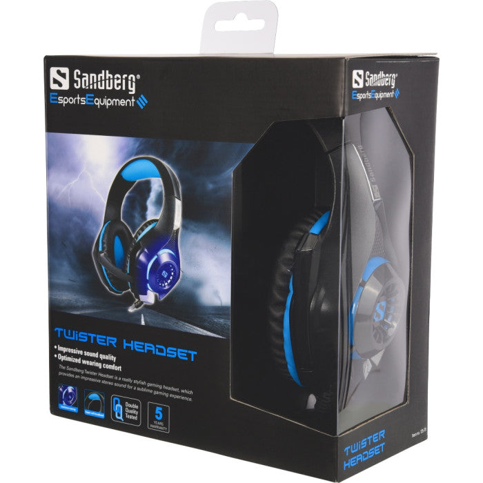 Gaming headphones with microphone and LED lighting, Sandberg Twister 125-79