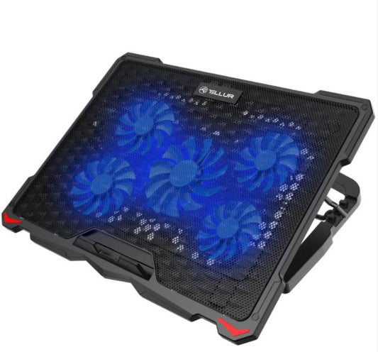 Laptop cooling pad with 5 fans and blue LED - Tellur Basic 17