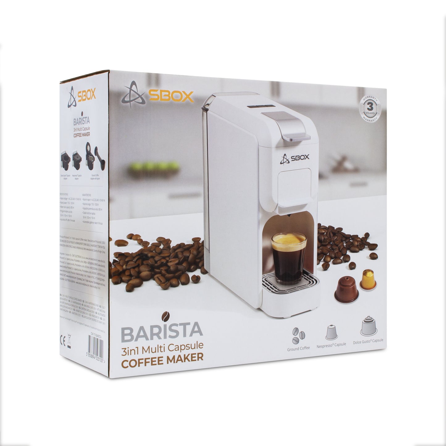 Kafijas automāts 3-vienā Sbox CM-719 Barista White