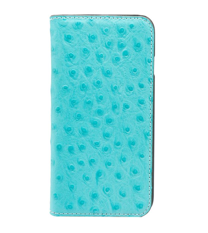 iPhone 7 cover made of ostrich skin, Tellur Book Case, turquoise