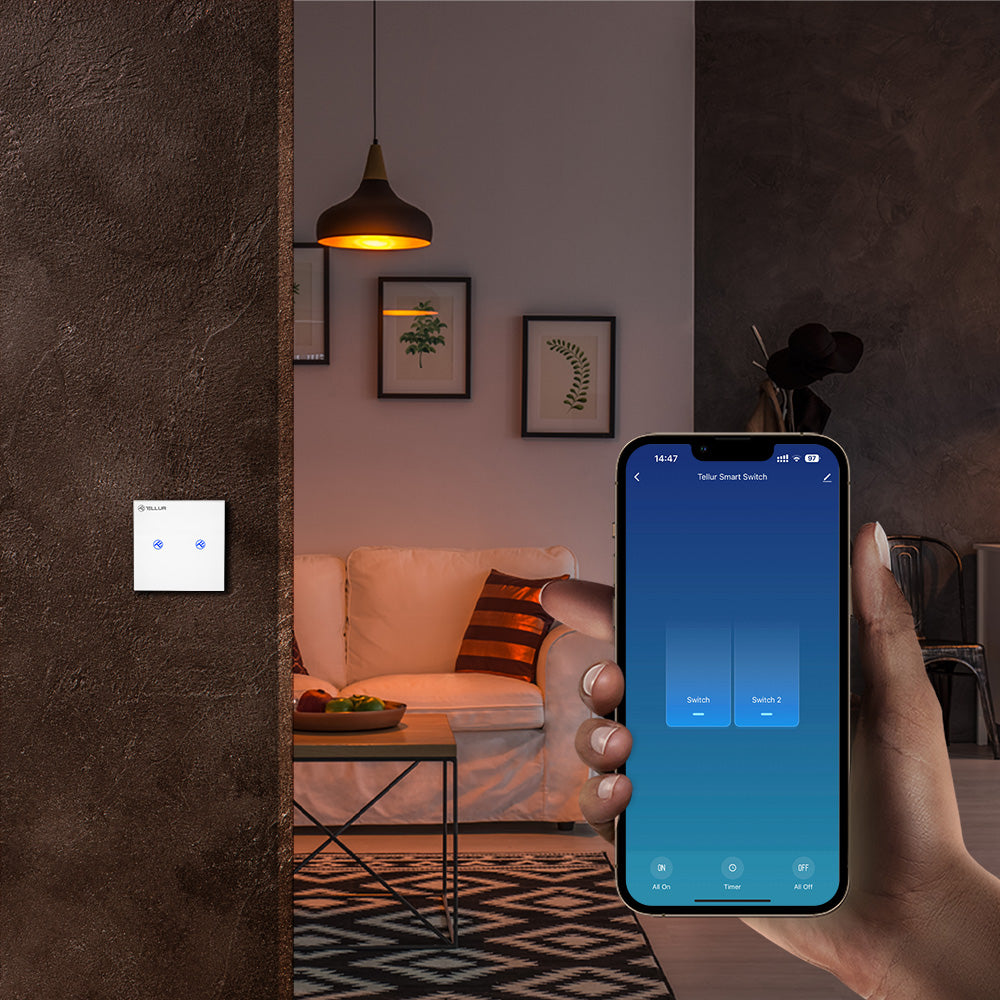 Tellur Smart WiFi Switch SS2N 2 Port 1800W 10A - Viedais WiFi Slēdzis ar Diviem Portiem