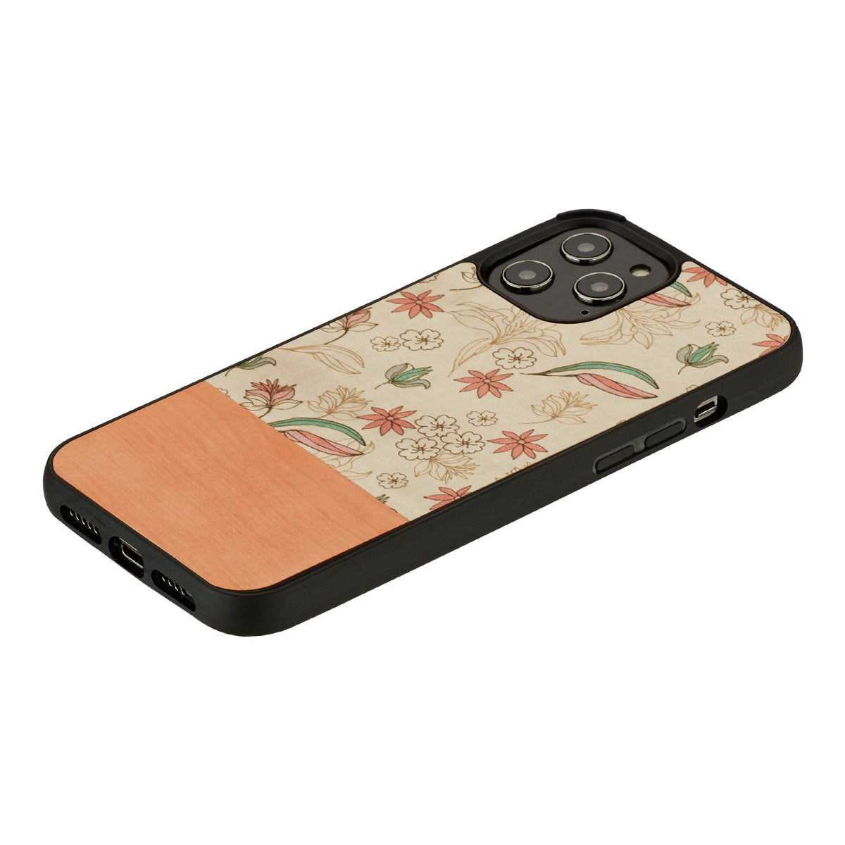 iPhone 12 Pro Max cover with pink flowers, MAN&amp;WOOD