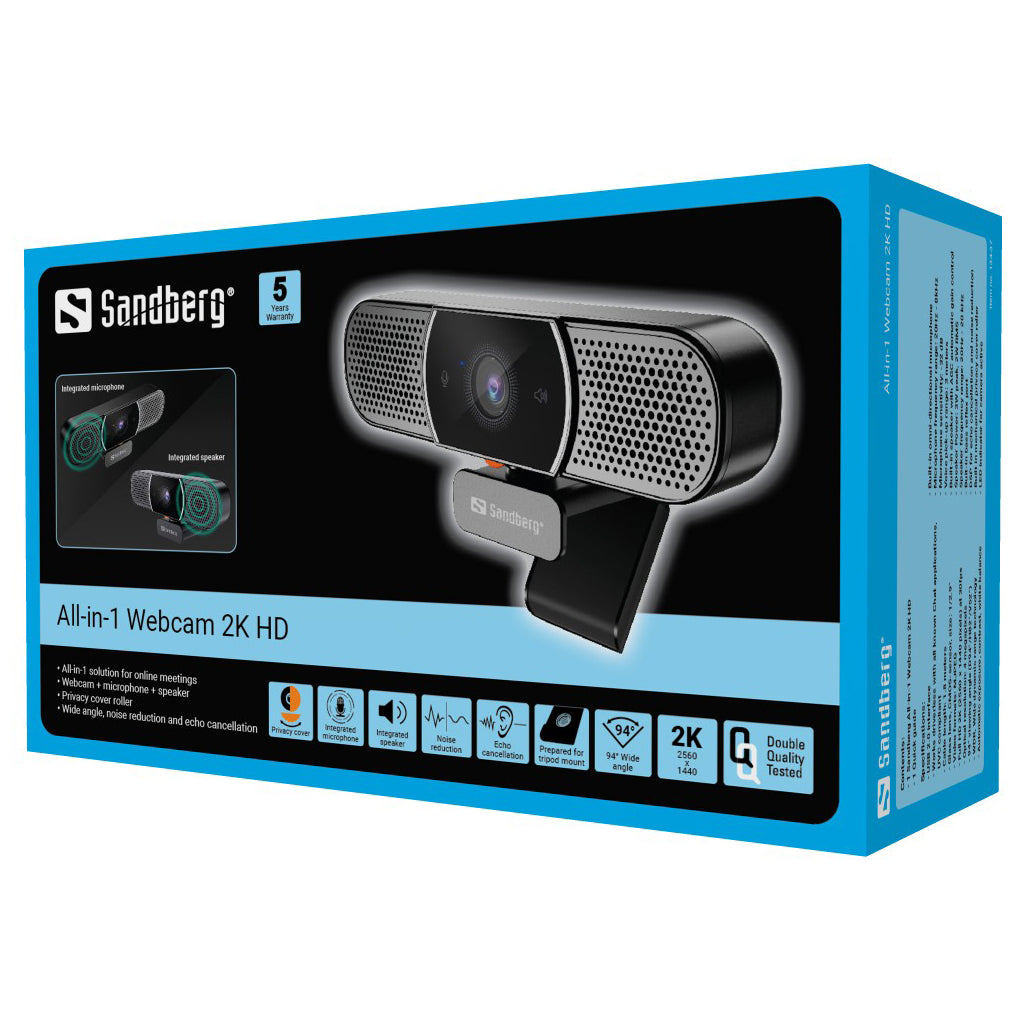 Sandberg 134-37 All-in-1 Webcam 2K HD