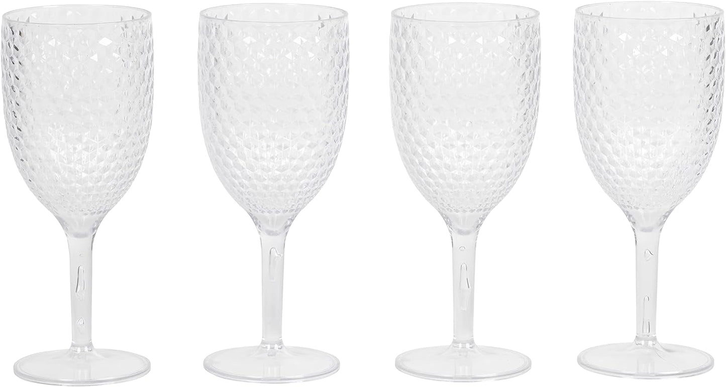 Set of 4 wine glasses, diamond design, Cambridge Fete