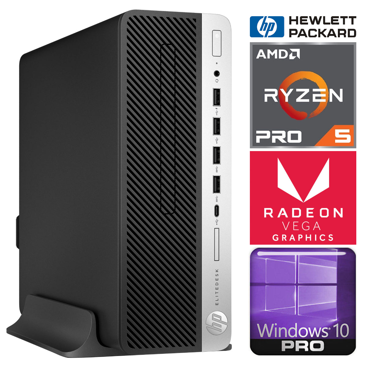 Мощный настольный компьютер. HP 705 G4 SFF Ryzen 5 Pro 2400G/16 ГБ/512 ГБ SSD/Win10 Pro, продление