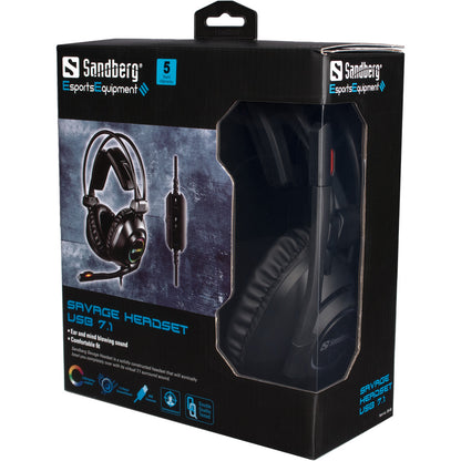 Headphones with USB 7.1 and LED lights, Sandberg Savage 126-08