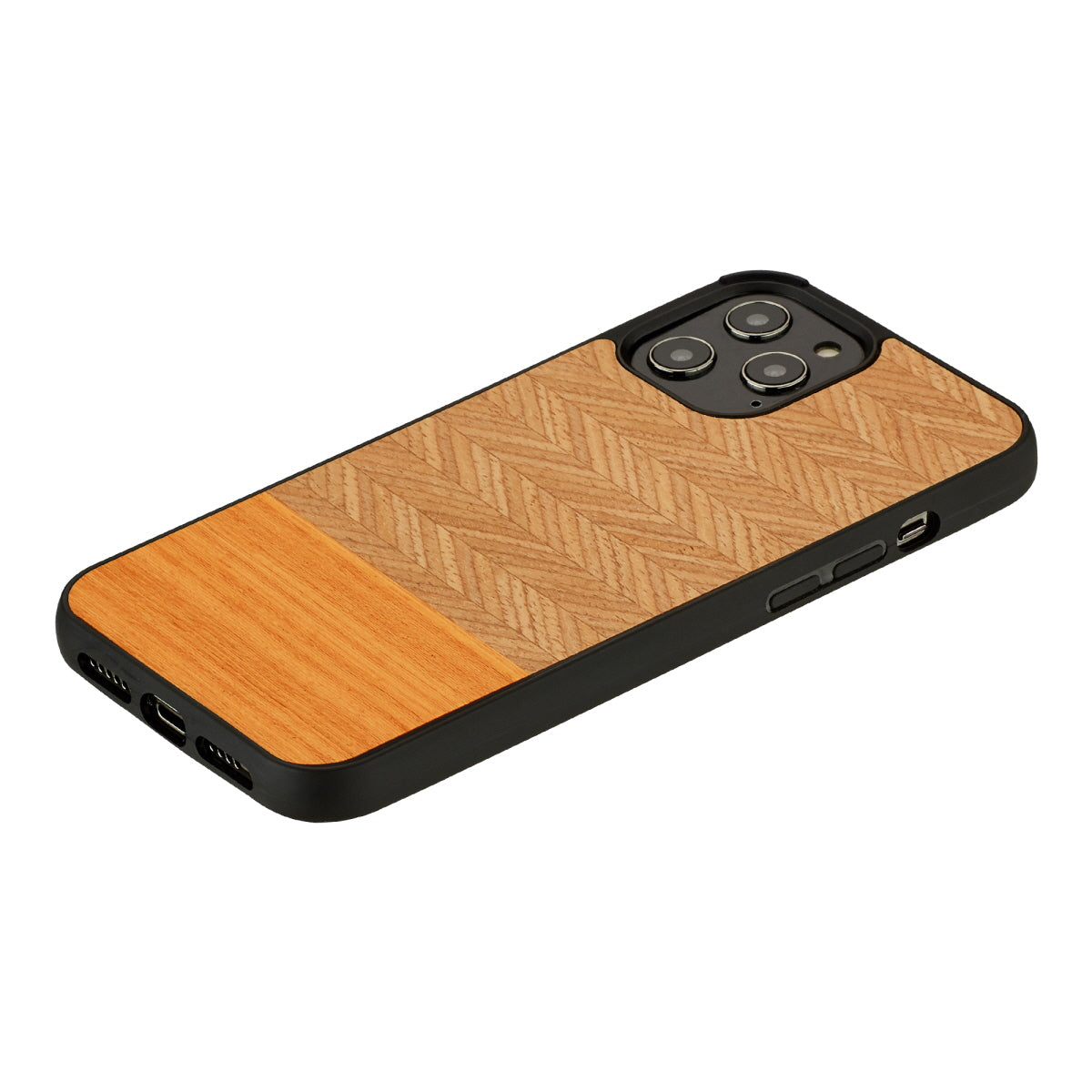 Деревянный чехол для iPhone 12 Pro Max «Елочка» Arancia Black MAN&amp;WOOD