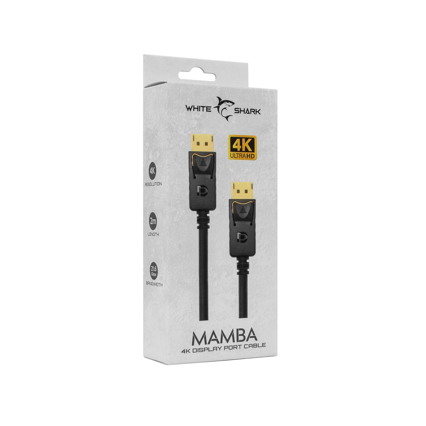 DP-DP Cable 4K@60Hz, 2m, White Shark MAMBA