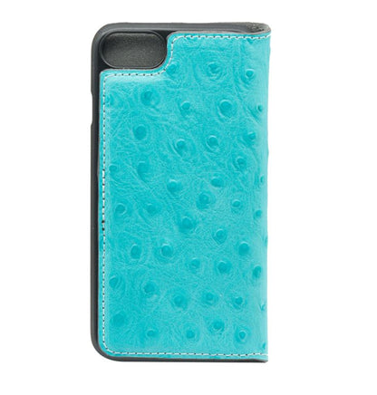 iPhone 7 cover made of ostrich skin, Tellur Book Case, turquoise