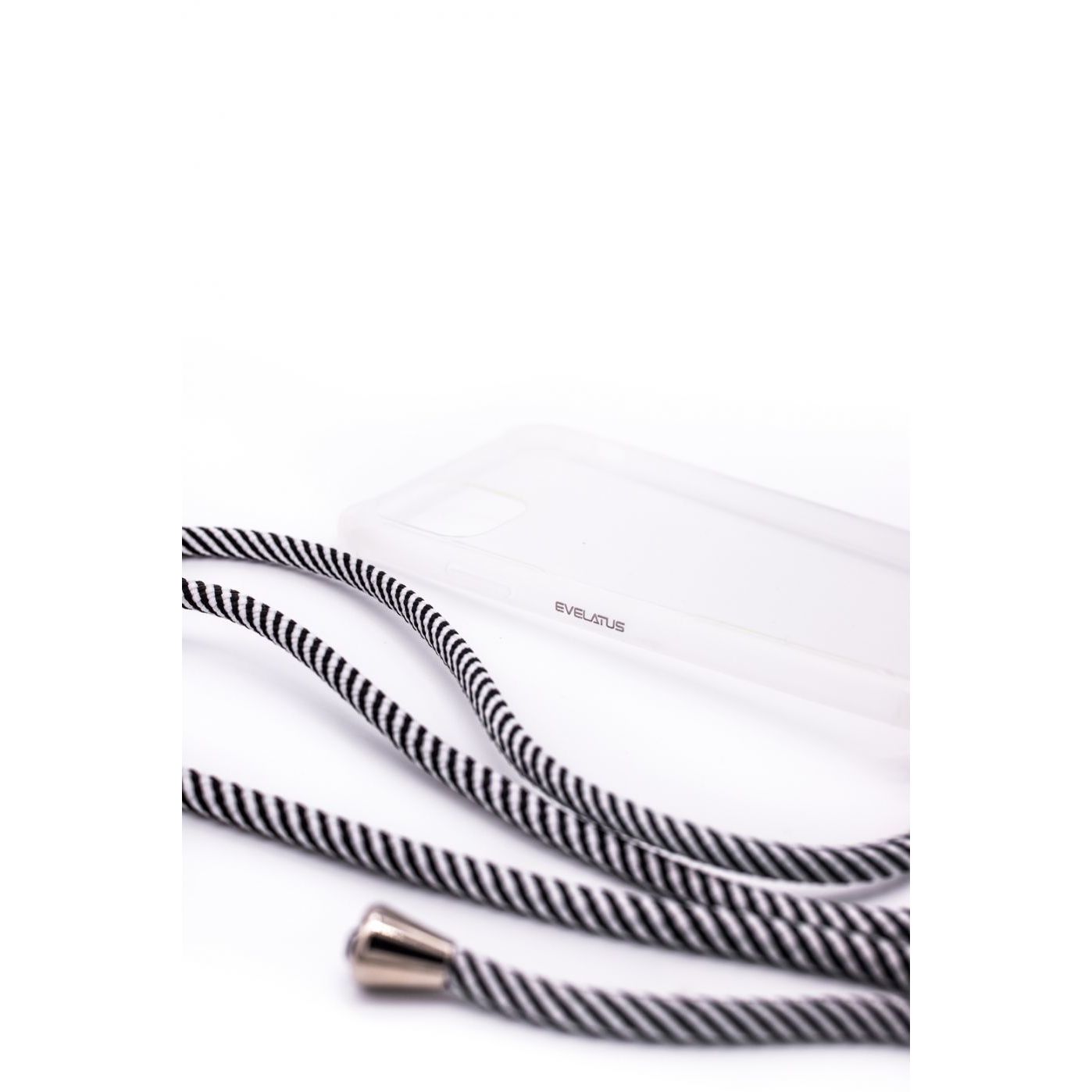 Чехол для Samsung A40s с веревкой, черные полосы, прозрачный