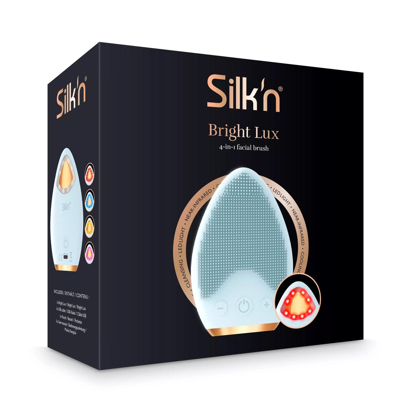 Electric facial brush in light blue, Silkn Bright Lux