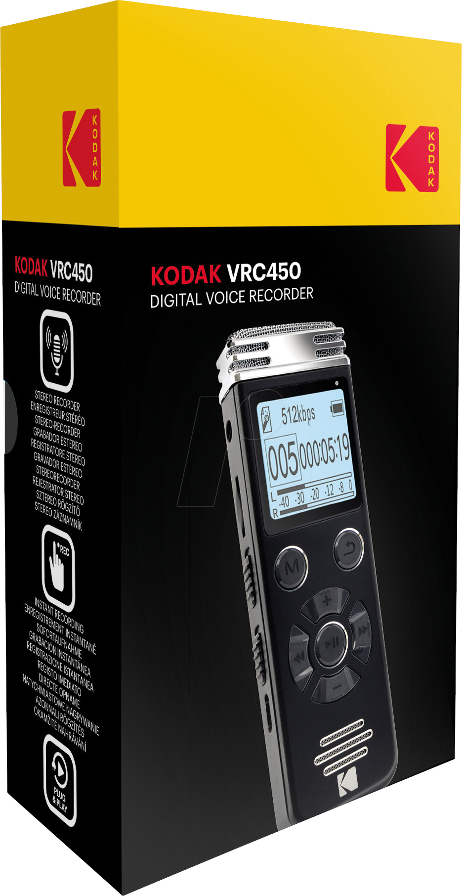 Digitālais Diktofons Stereo Ierakstam Kodak VRC450, 8GB Atmiņa