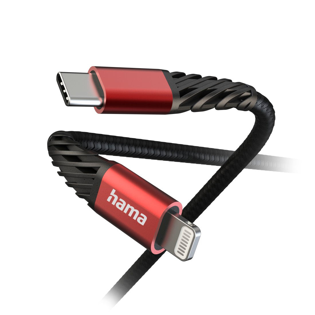 Hama 00201541 Extreme Charging Cable USB-C - Lightning 1.5m Nylon black/red