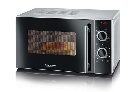 Microwave oven with grill, 900W, silver/black, Severin MW 7771