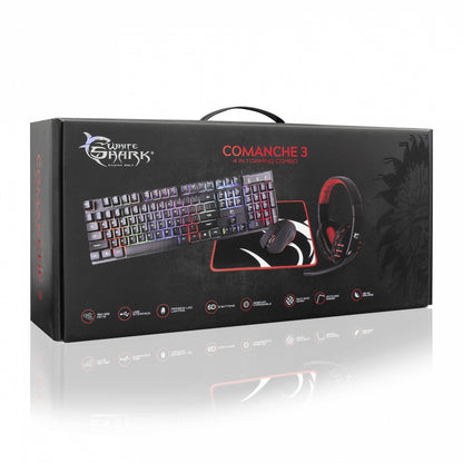 4in1 Set - Keyboard, Mouse, Mouse Pad, Headphones - White Shark Comanche 3 GC-4104