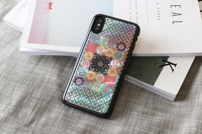 Smartphone case with mother-of-pearl flowers for iPhone XS/S iKins black