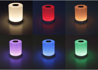 LED lamp with 9 different light colors. Touch sensitive. ChiliTec LED table lamp.