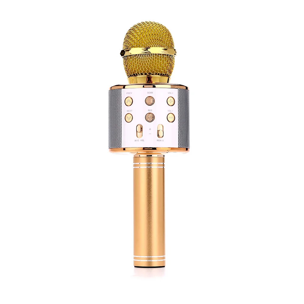 Bezvadu Bluetooth Karaoke Mikrofons ar Skaļruni, 5W Jauda, Manta MIC10-G Gold