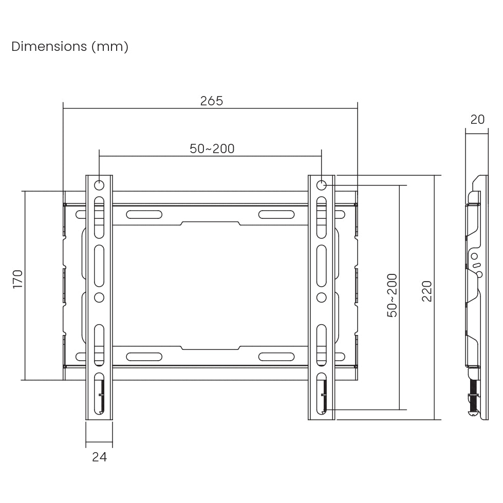 Fiksēts TV stiprinājums Sbox PLB-2222F-2 23"-43"