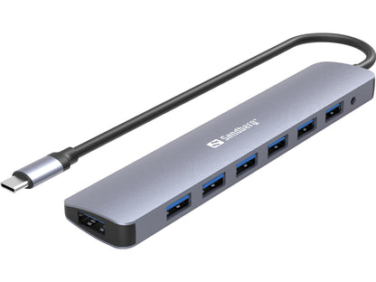 USB hub with 7 ports, Sandberg 136-40 USB-C