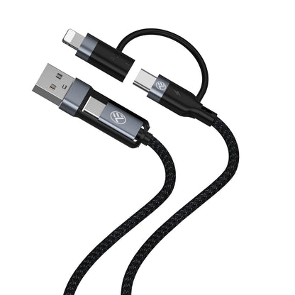 Кабель Tellur 4 в 1 USB/Type-C — Type-C (PD65W)/Lightning (PD20W), 1 м, черный